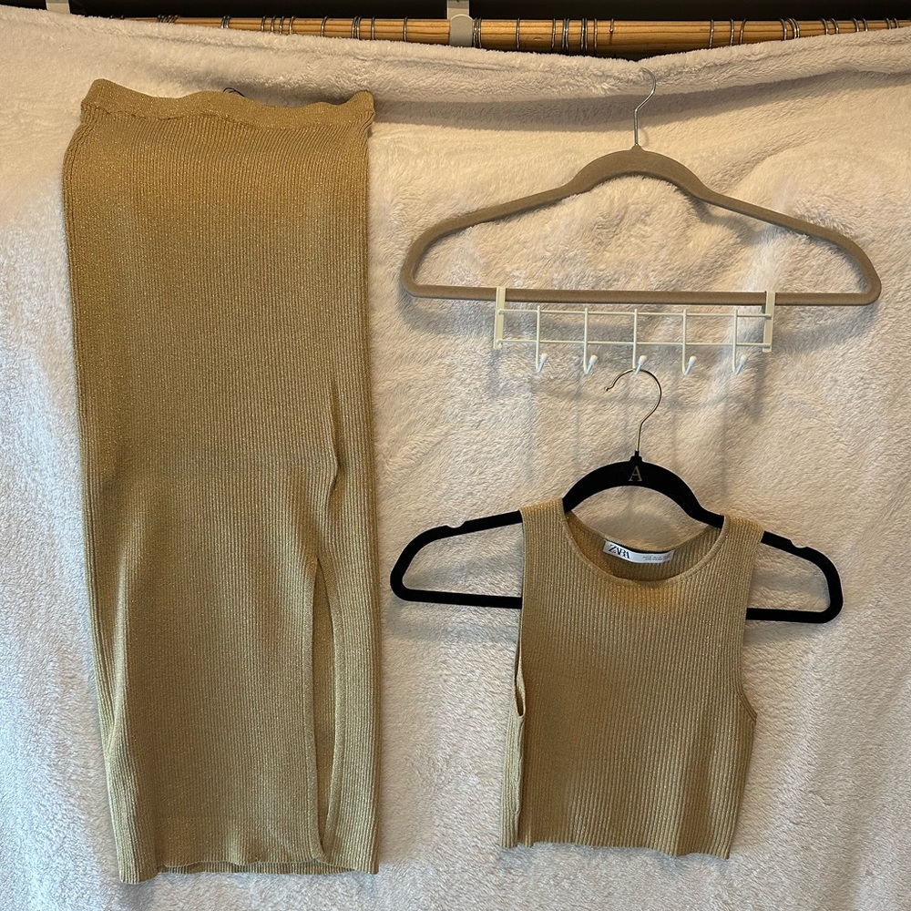 Gold Shimmer Skirt Set